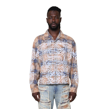 SMOKE RISE GRANDEUR PLAID WOVEN SHIRT-BRONZE