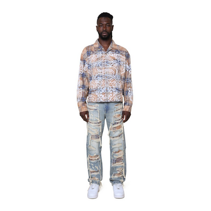 SMOKE RISE GRANDEUR PLAID WOVEN SHIRT-BRONZE