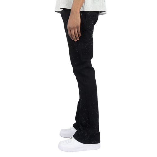 ROAR DENIM RHINESTONE STACKED JET BLACK by ROAR DENIM