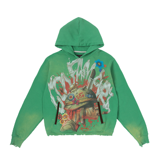 GFA MANASSEH OVERSIZED SPRAY HOODY-GREEN by GFA CLOTHING