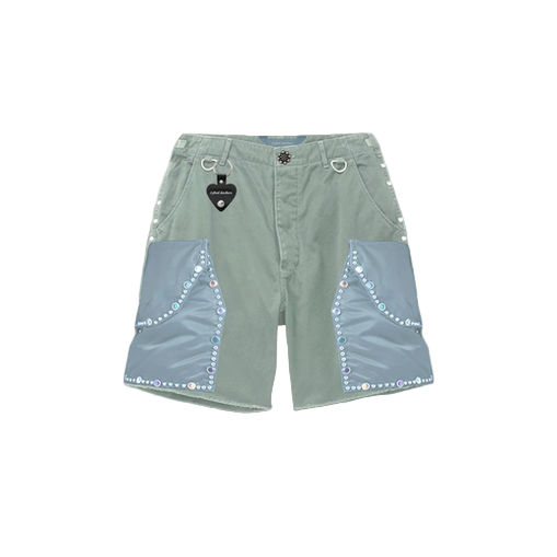 LIFTED ANCHORS "BELLA" JEWELED CARGO SHORTS-SAGE