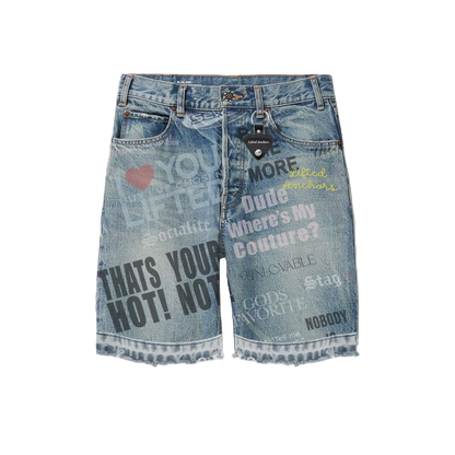 LIFTED ANCHORS "Y2K" DENIM SHORTS-BLUE