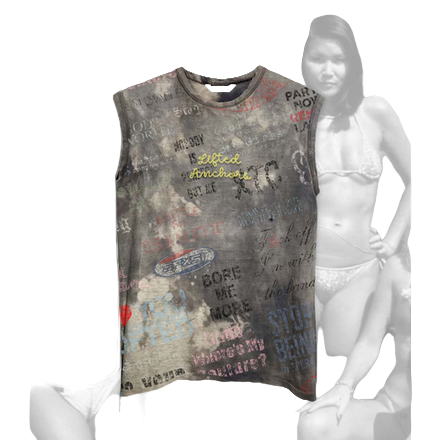 LIFTED ANCHORS MILLENNIUM CUT OFF T-SHIRT-SLATE