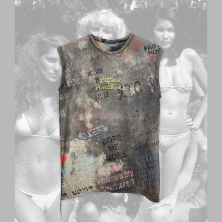 LIFTED ANCHORS MILLENNIUM CUT OFF T-SHIRT-SLATE