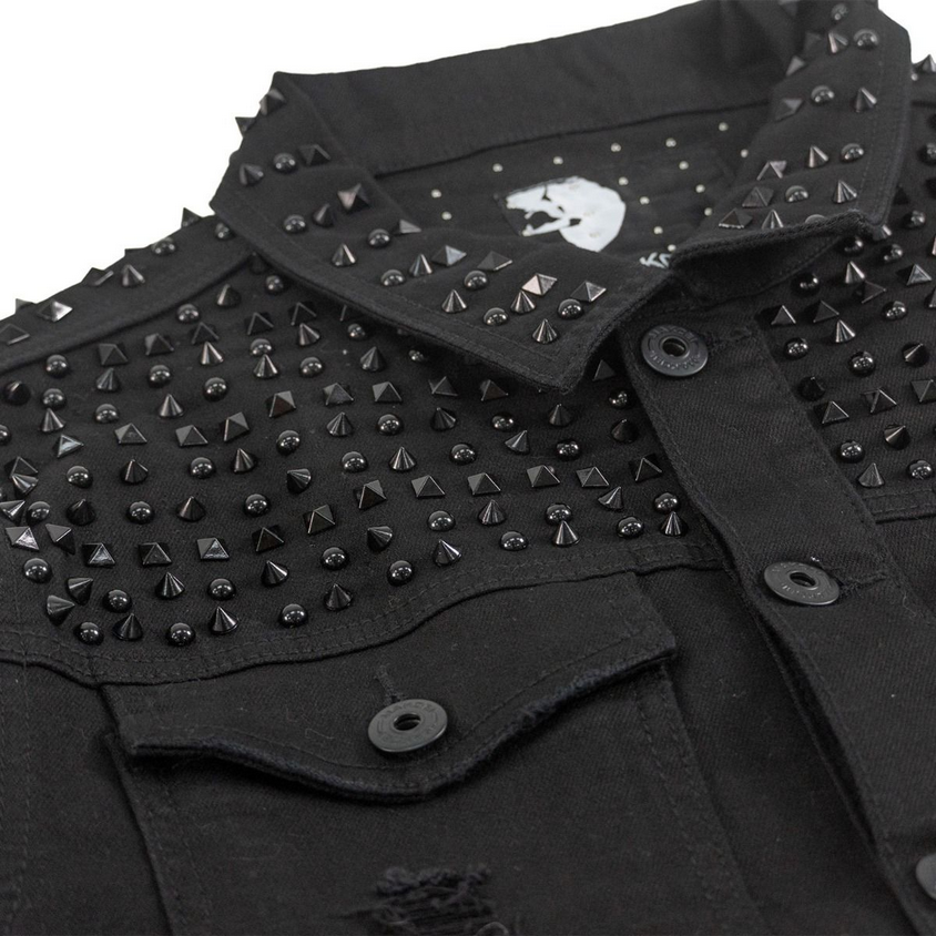 MAKOBI SPIKE DENIM JACKET-BLACK