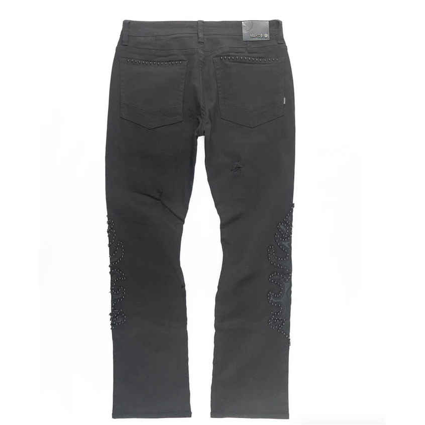 MAKOBI SPIKE DENIM PANTS-BLACK