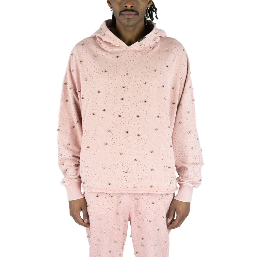 REBEL PULLOVER HOODIE ROSE GOLD STONES