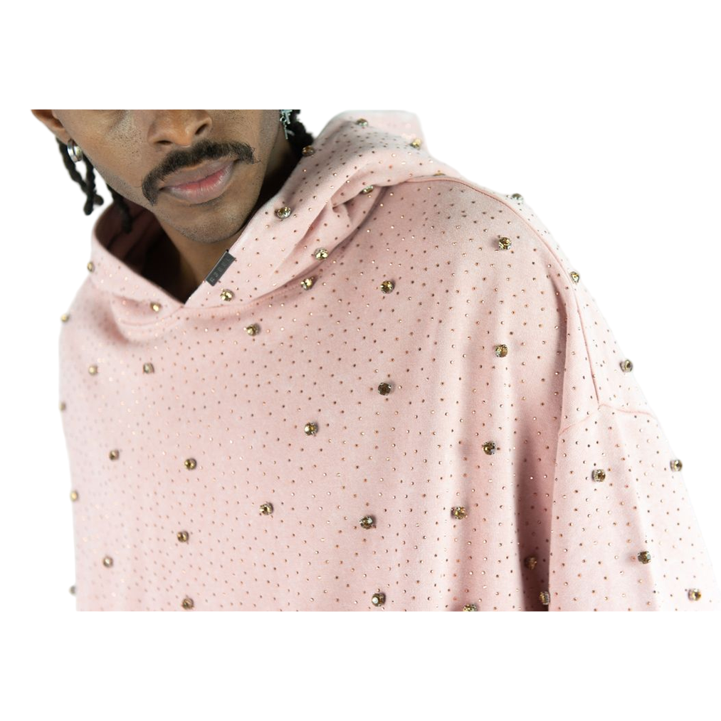 REBEL PULLOVER HOODIE ROSE GOLD STONES