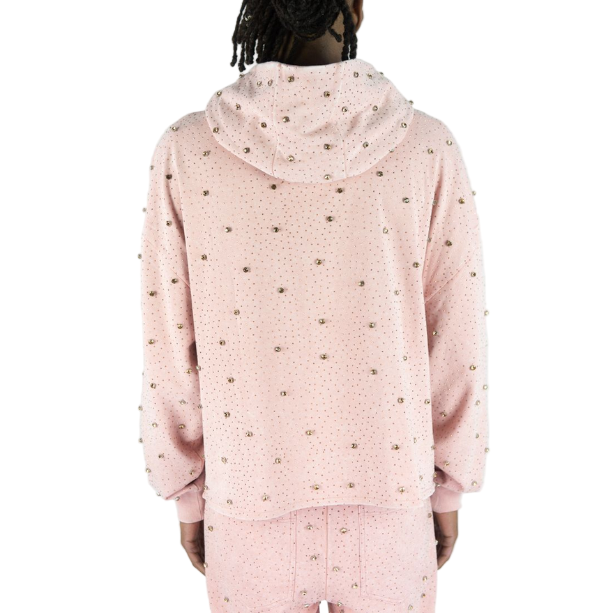 REBEL PULLOVER HOODIE ROSE GOLD STONES