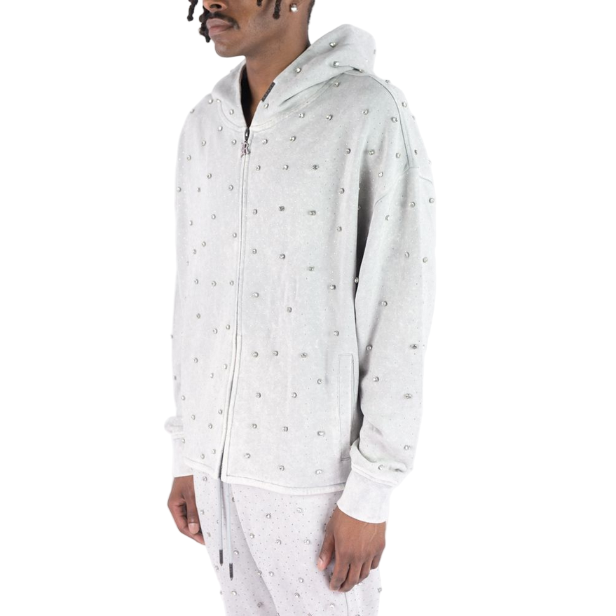 REBEL PULLOVER HOODIE GLOSS JET GREY STONES