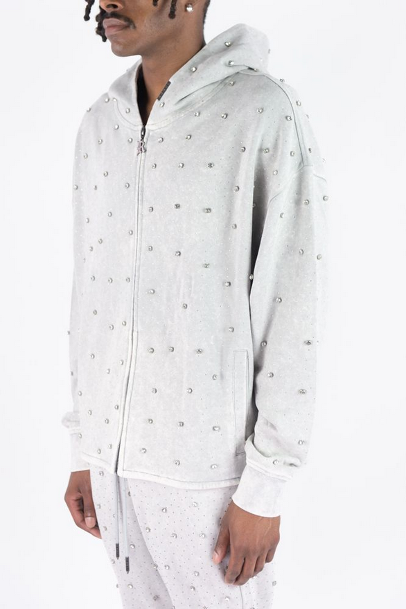 REBEL PULLOVER HOODIE GLOSS JET GREY STONES