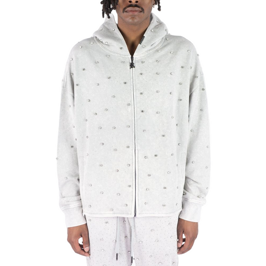 REBEL PULLOVER HOODIE GLOSS JET GREY STONES by Rebel Minds