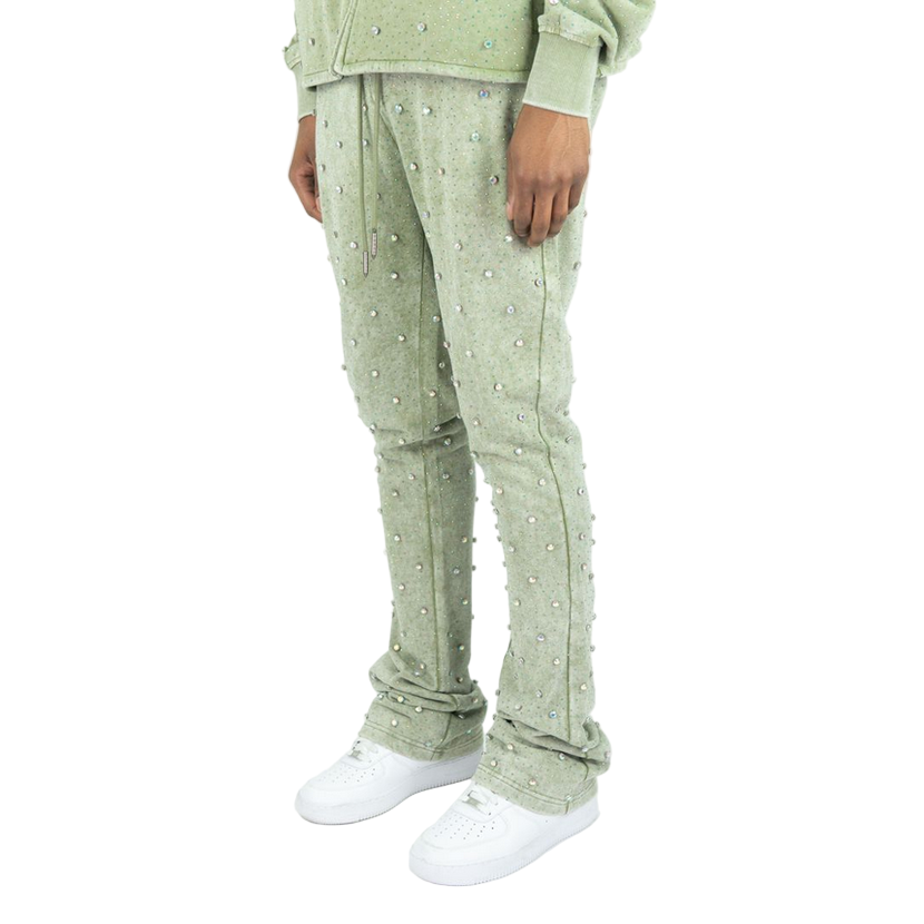 REBEL F.TERRY STACKED PANTS STONES