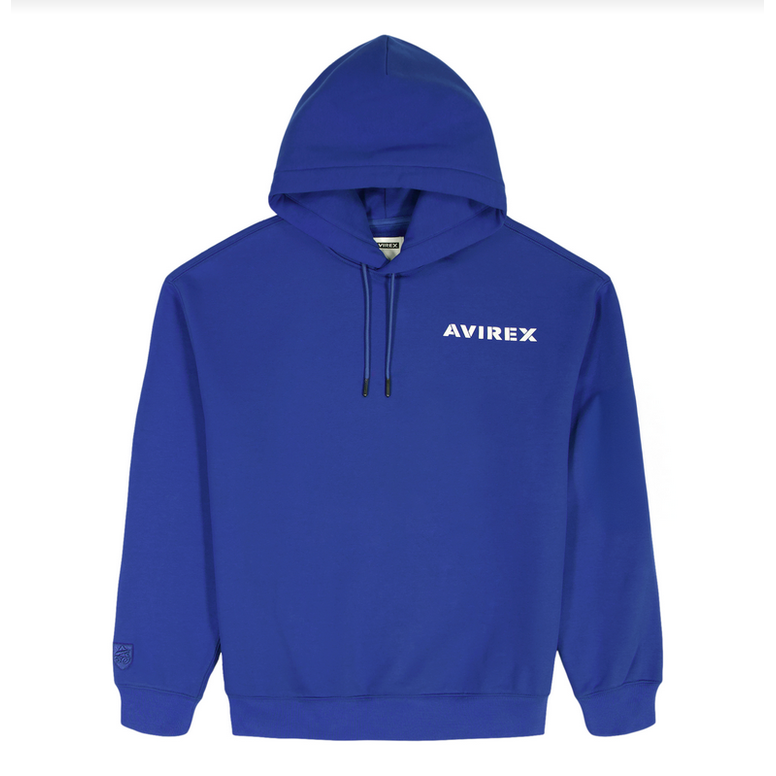 AVIREX STACKED LOGO HOODY-ROYAL BLUE