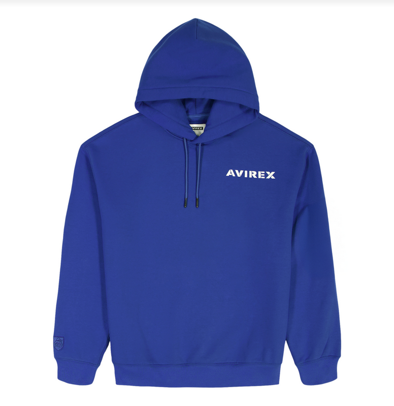 AVIREX STACKED LOGO HOODY-ROYAL BLUE