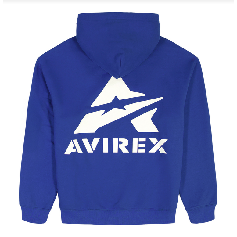 AVIREX STACKED LOGO HOODY-ROYAL BLUE