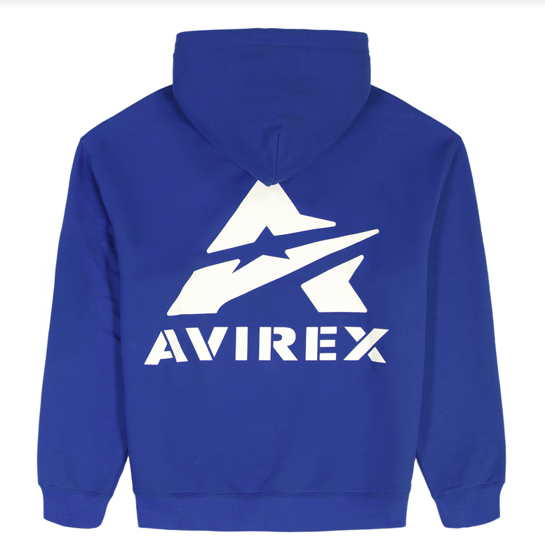 AVIREX STACKED LOGO HOODY-ROYAL BLUE