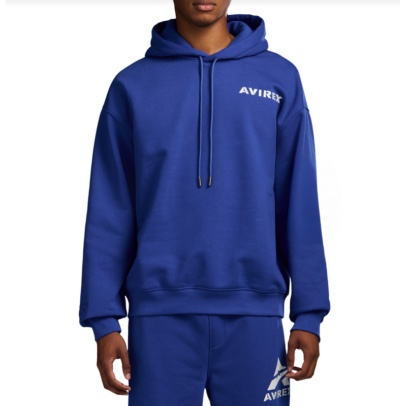 AVIREX STACKED LOGO HOODY-ROYAL BLUE