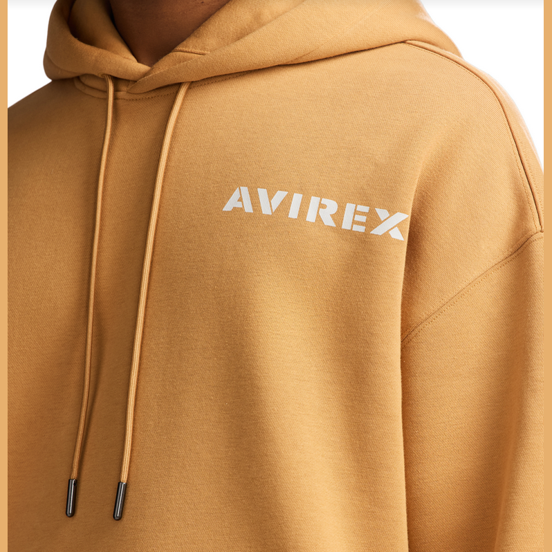 AVIREX STACKED LOGO HOODY-WHEAT
