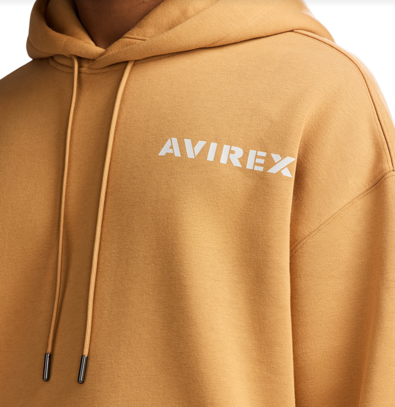 AVIREX STACKED LOGO HOODY-WHEAT