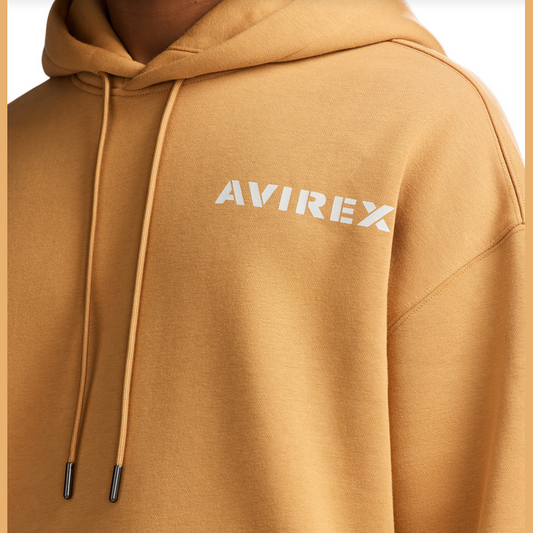 AVIREX STACKED LOGO HOODY-WHEAT by AVIREX