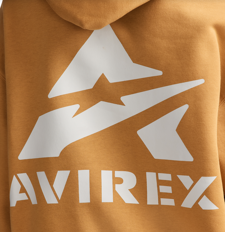 AVIREX STACKED LOGO HOODY-WHEAT