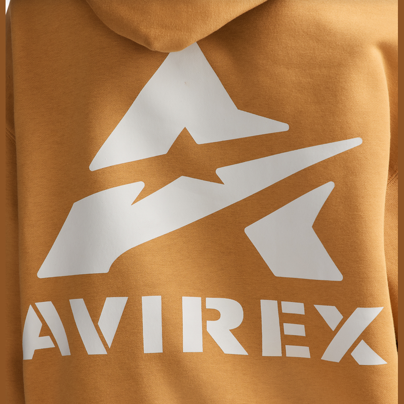 AVIREX STACKED LOGO HOODY-WHEAT by AVIREX