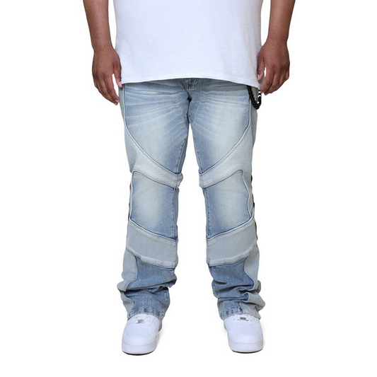 SMOKE RISE COLORBLOCK AND PIPING JEANS by SMOKE RISE