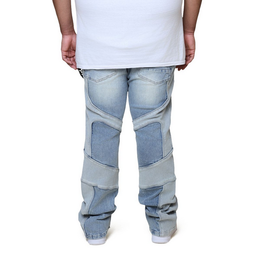 SMOKE RISE COLORBLOCK AND PIPING JEANS by SMOKE RISE