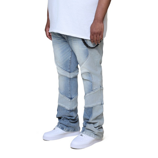 SMOKE RISE COLORBLOCK AND PIPING JEANS by SMOKE RISE