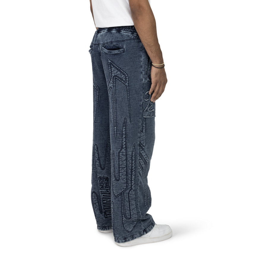 SMOKE RISE DENIM EMBOSSED FLEECE PANT