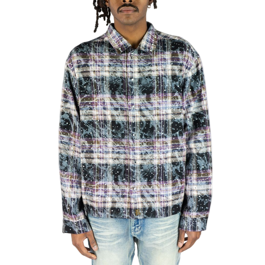 REBEL CROPPED RHINESTONE FLANNEL