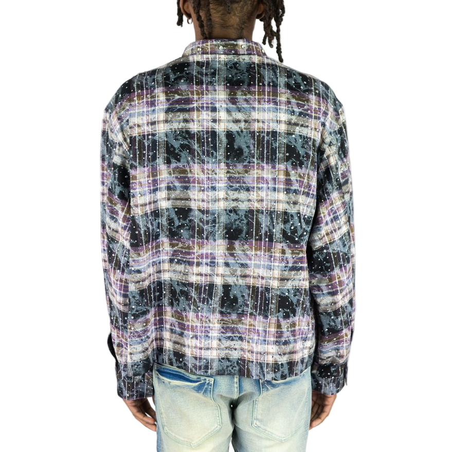 REBEL CROPPED RHINESTONE FLANNEL