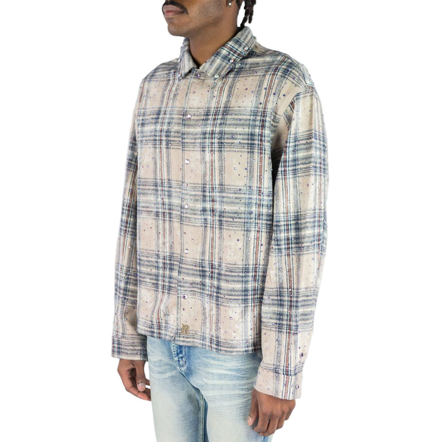 REBEL CROPPED RHINESTONE FLANNEL