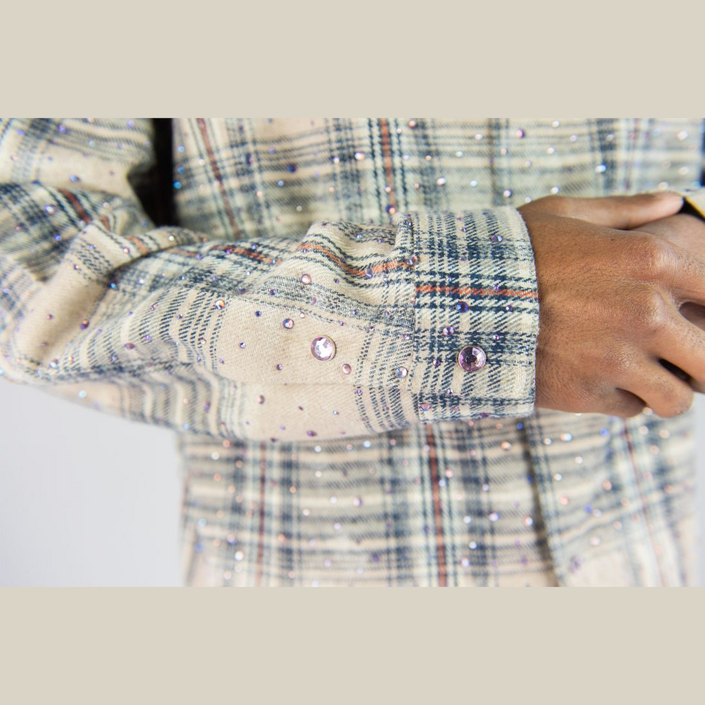 REBEL CROPPED RHINESTONE FLANNEL
