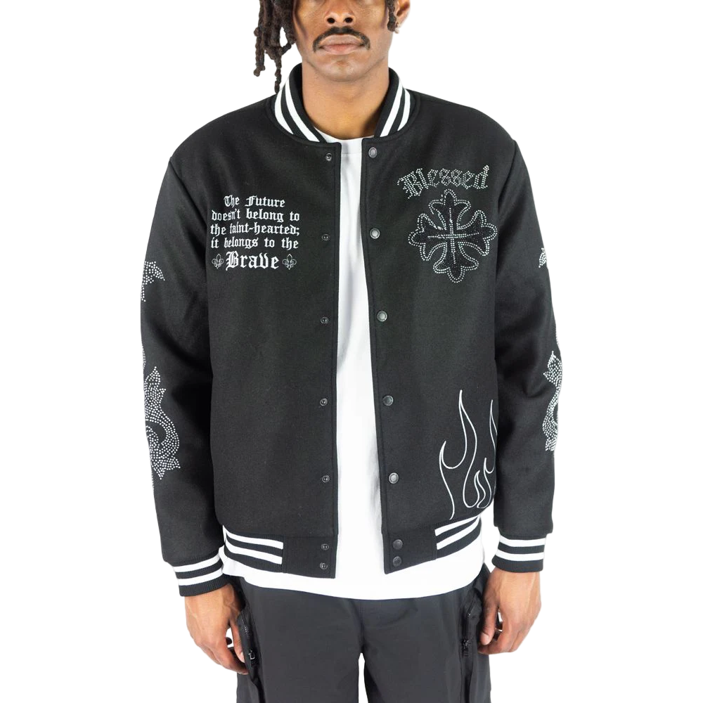 REBEL MINDS DARK KNIGHTS VARSITY JACKET