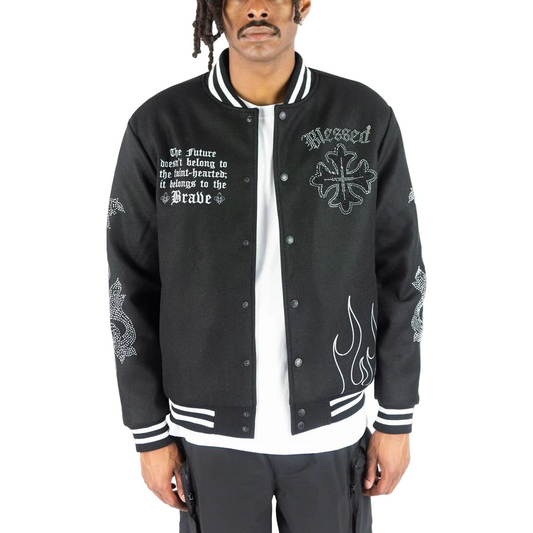 REBEL MINDS DARK KNIGHTS VARSITY JACKET by Rebel Minds