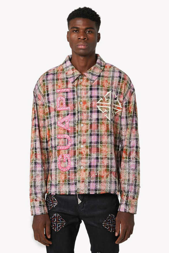 GUAPI Blush Pink Rhinestone Flannel