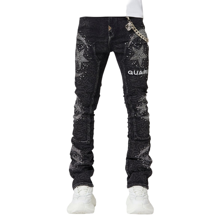 GUAPI Obsidian Black Calligraphy Denim