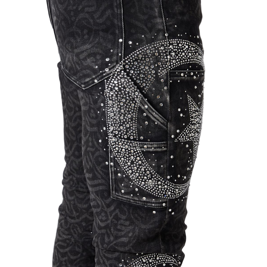 GUAPI Obsidian Black Calligraphy Denim