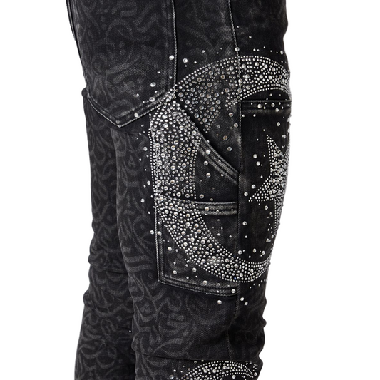 GUAPI Obsidian Black Calligraphy Denim by GUAPI