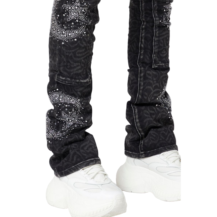 GUAPI Obsidian Black Calligraphy Denim