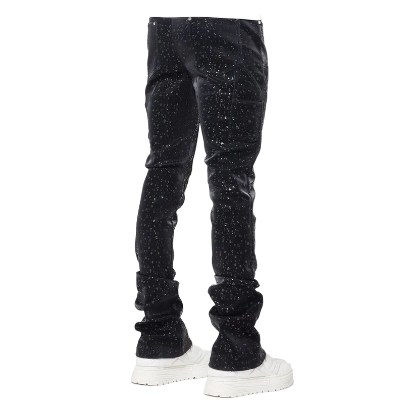 GUAPI OBSIDIAN BLACK RAINDROP LEATHER PANT