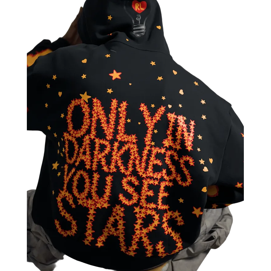 RED LETTERS ONLY IN DARKNESS SCATTERED HOODIE