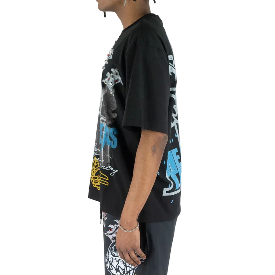 REBEL MINDS HEAVY TEARS RHINESTONE TEE by Rebel Minds