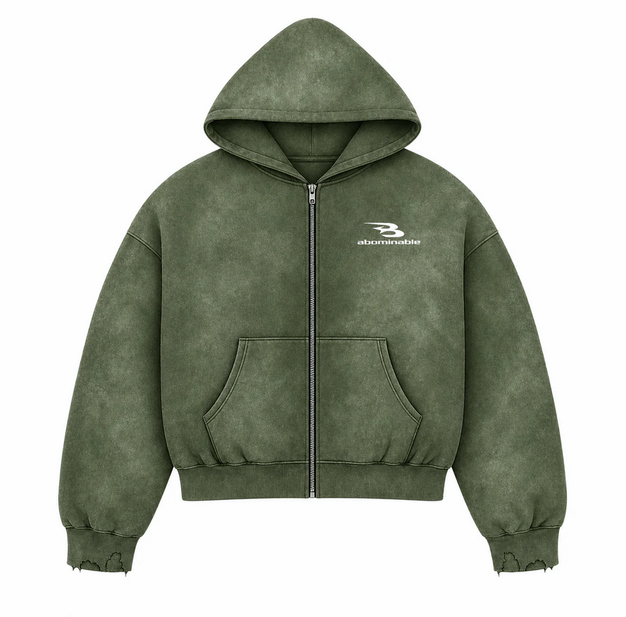 LUV ABOMINABLE WASHED ZIP HOODY by LUV ABOMINABLE
