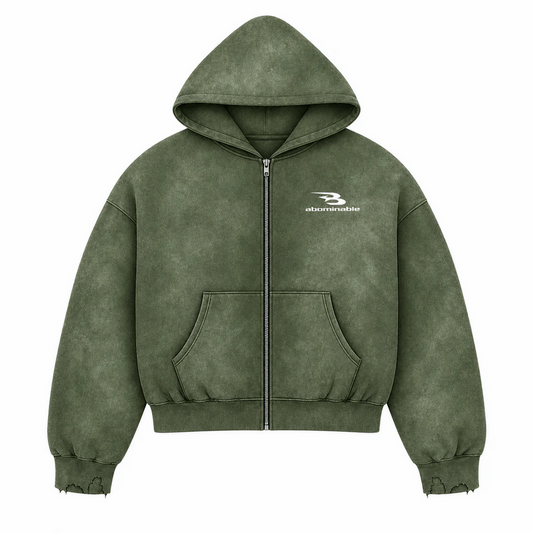 LUV ABOMINABLE WASHED ZIP HOODY by LUV ABOMINABLE