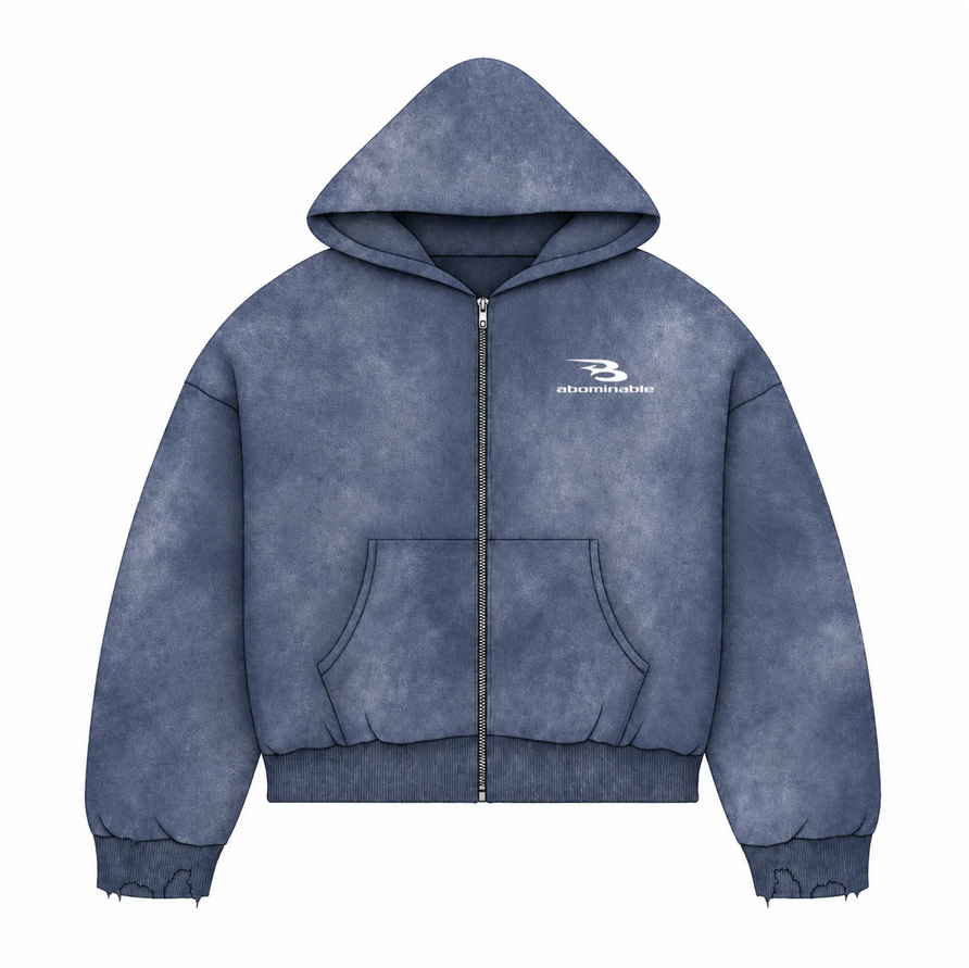 LUV ABOMINABLE WASHED ZIP HOODY by LUV ABOMINABLE