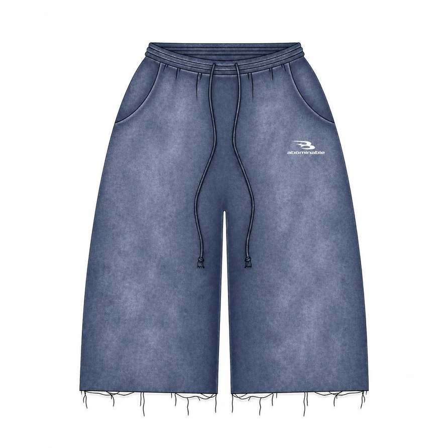 LUV ABOMINABLE WASHED LONG SHORTS by LUV ABOMINABLE