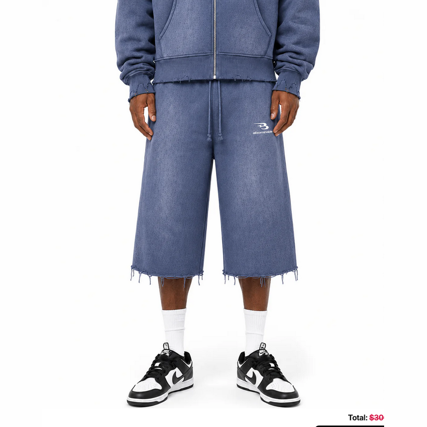 LUV ABOMINABLE WASHED LONG SHORTS by LUV ABOMINABLE